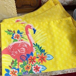 Flamingo Print Yellow Placemats